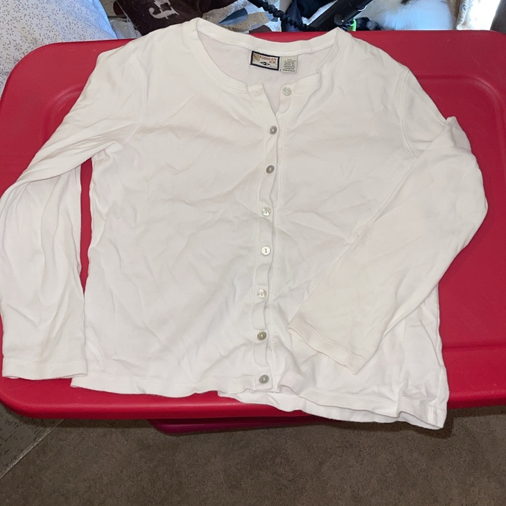 Caribbean Joe white button up cardigan like top - Picture 7 of 8